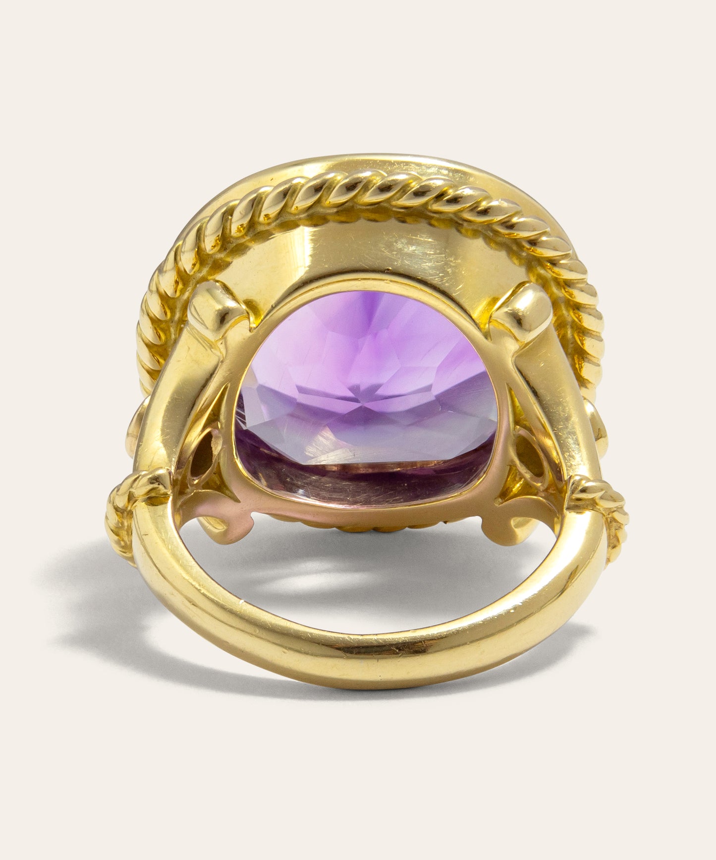 Vintage Yellow Gold Amethyst & Diamond Cocktail Ring