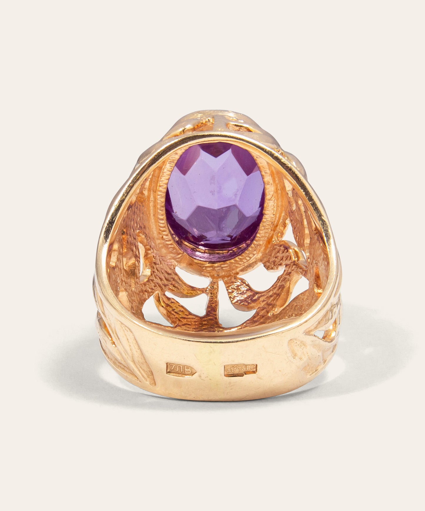 Vintage Rose Gold and Synthetic Sapphire Ring