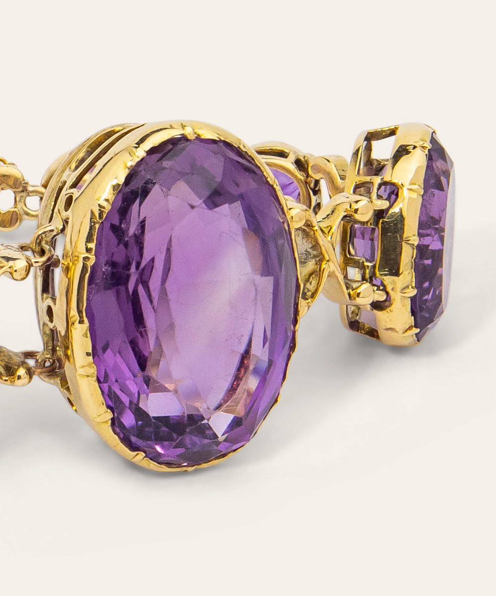 Antique Yellow Gold & Amethyst Bracelet