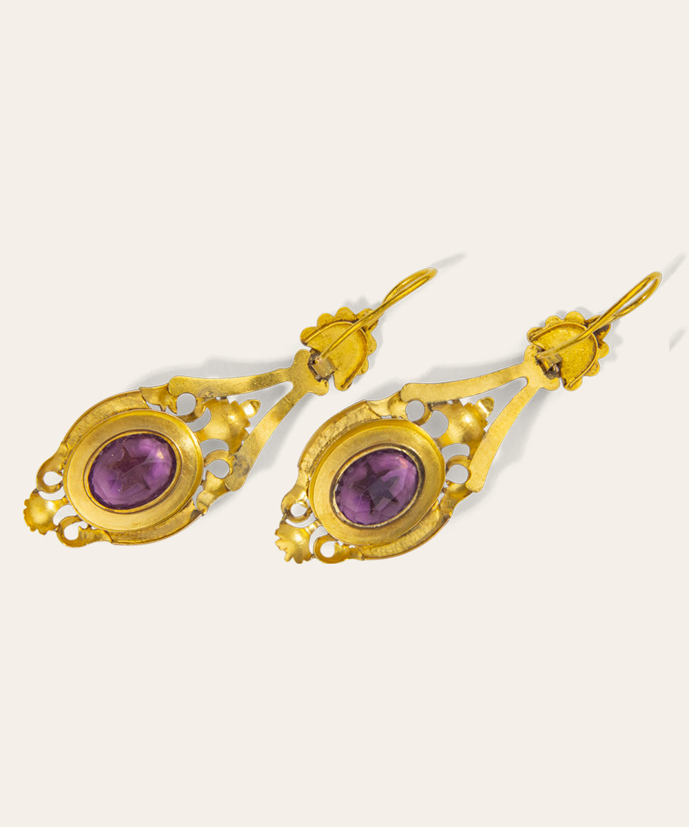 Antique Yellow Gold and Paste Drop Earrings