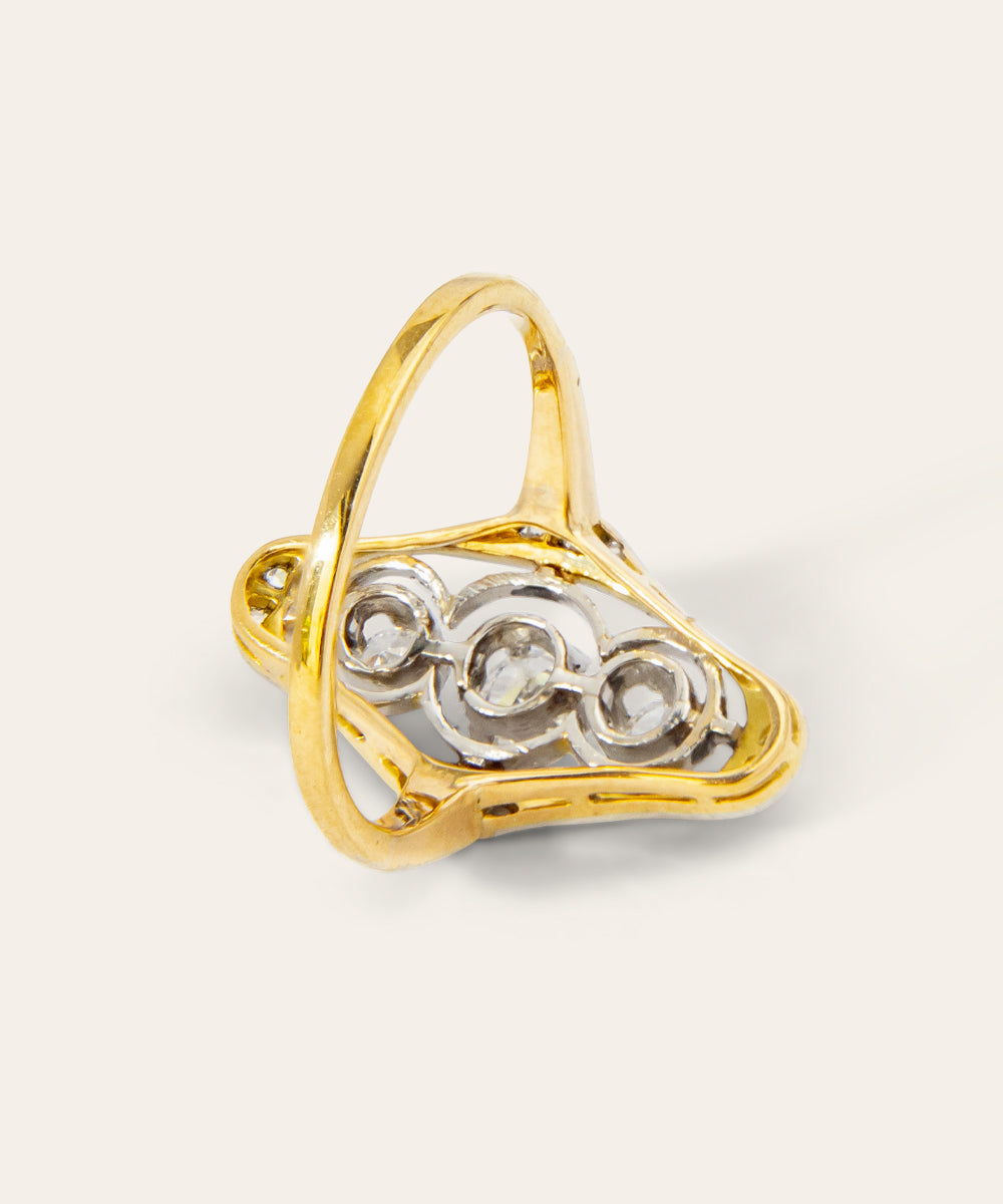 Antique Platinum, Gold, and Diamond Plaque Ring