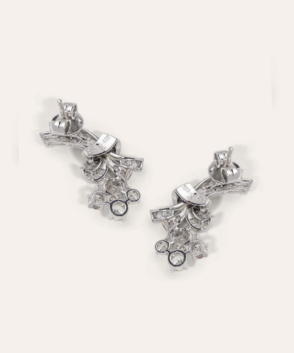 Vintage Platinum and Diamond Bouquet Earrings