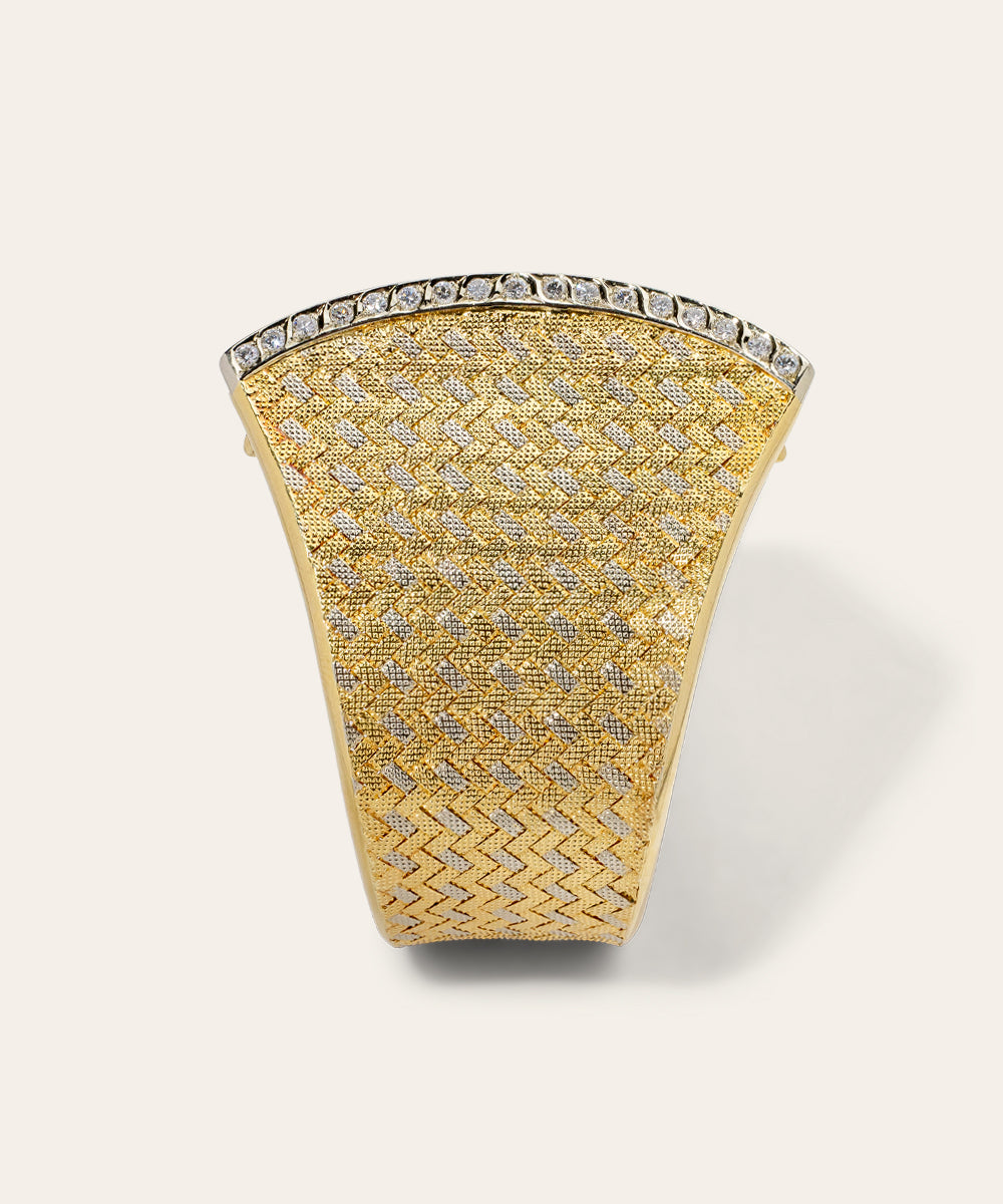 Vintage Yellow and White Gold Diamond Cuff