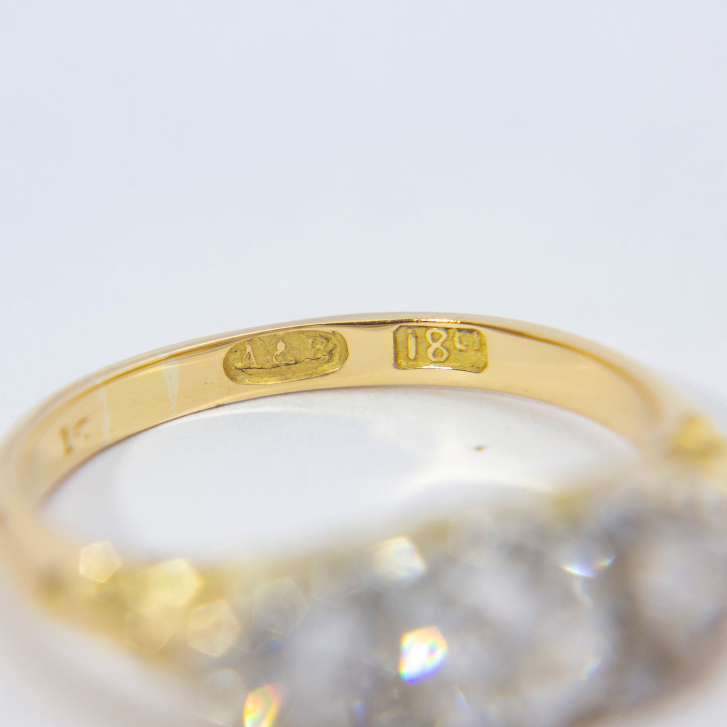 Victorian Yellow and White Gold Diamond Trilogy Ring