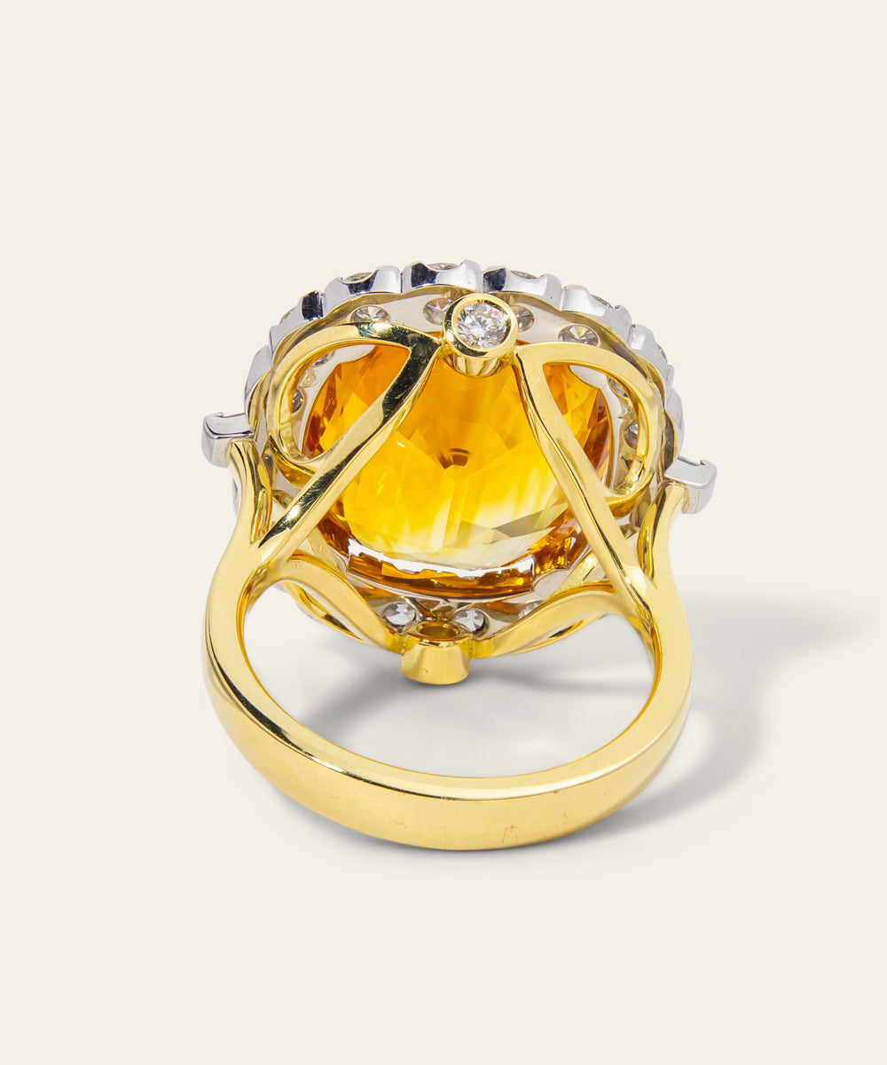 Yellow and White Gold Sapphire and Diamond Ring