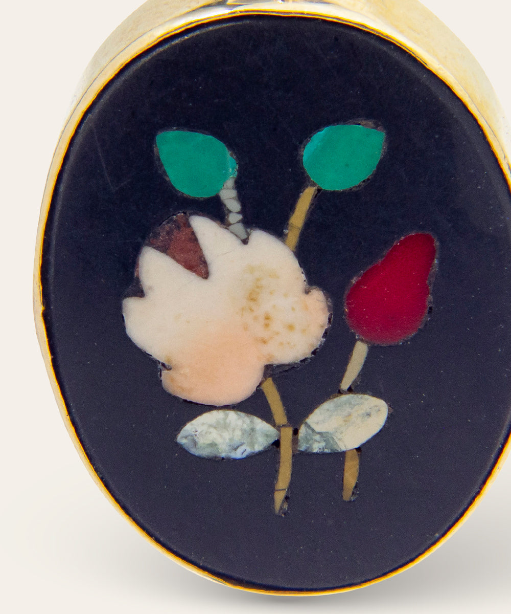 Yellow Gold & Pietra Dura Earrings