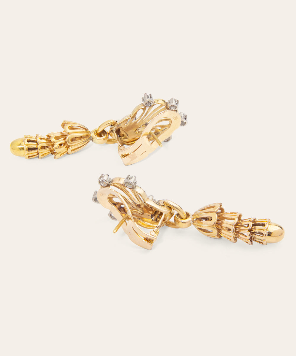 Retro Period Yellow Gold Drop Earrings