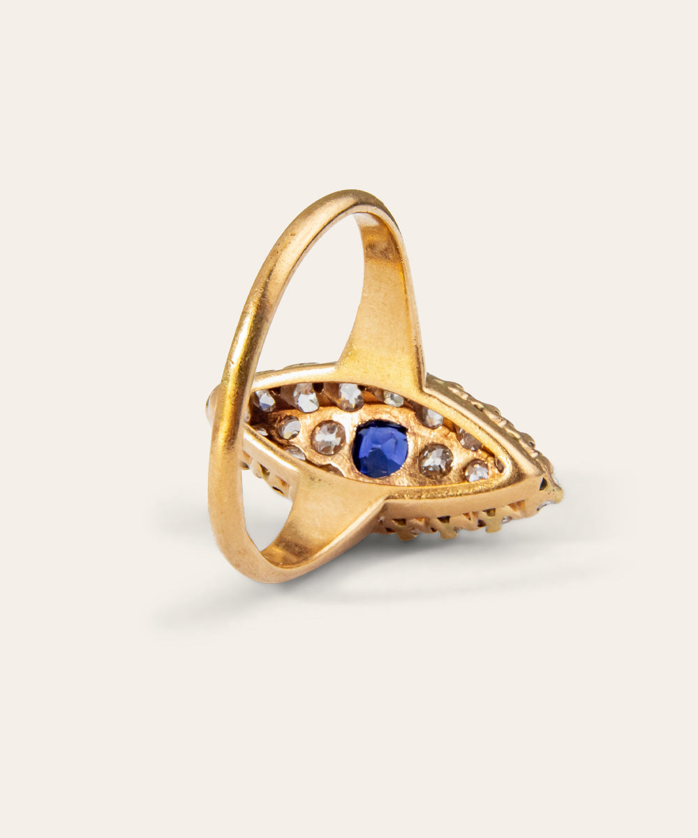 Victorian Sapphire and Diamond Navette Ring