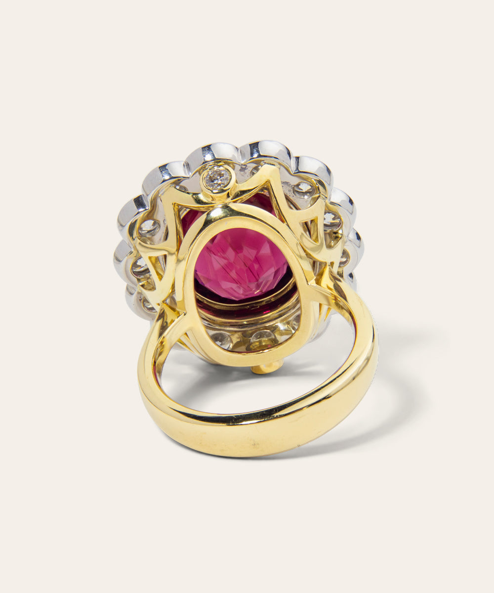Yellow and White Gold, Tourmaline, and Diamond Ring
