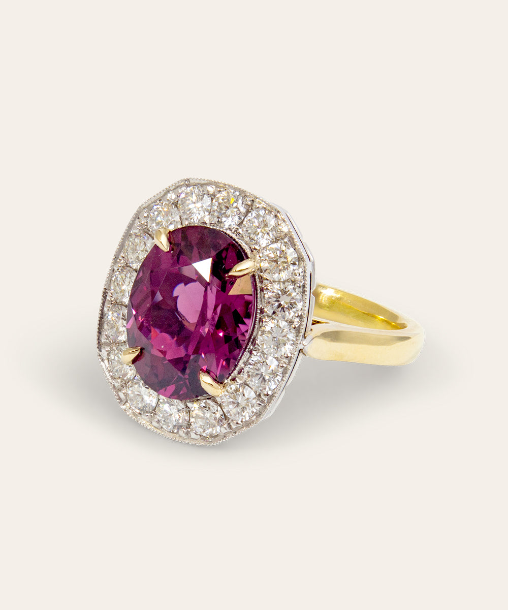Red Spinel, Diamond, 18ct White & Yellow Gold Ring