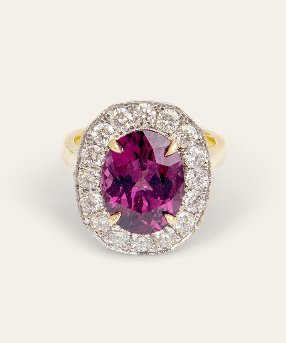 Red Spinel, Diamond, 18ct White & Yellow Gold Ring