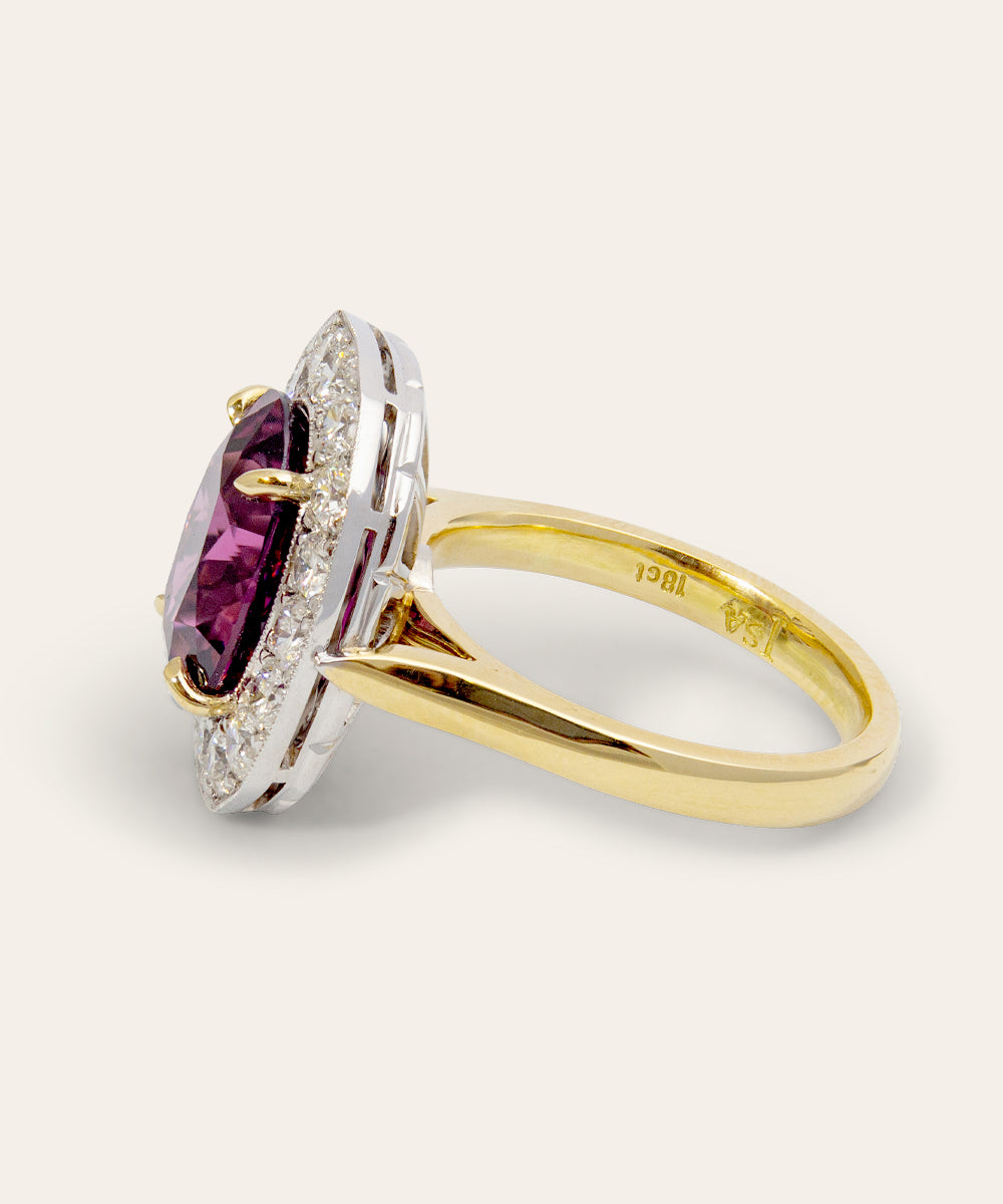 Red Spinel, Diamond, 18ct White & Yellow Gold Ring