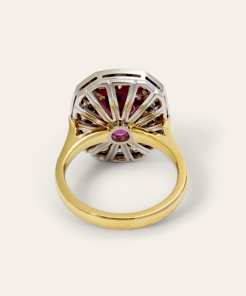 Red Spinel, Diamond, 18ct White & Yellow Gold Ring