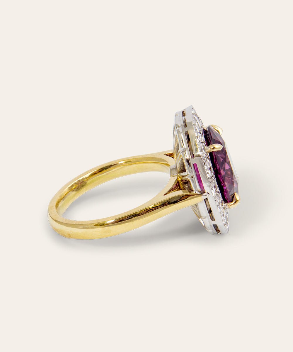 Red Spinel, Diamond, 18ct White & Yellow Gold Ring