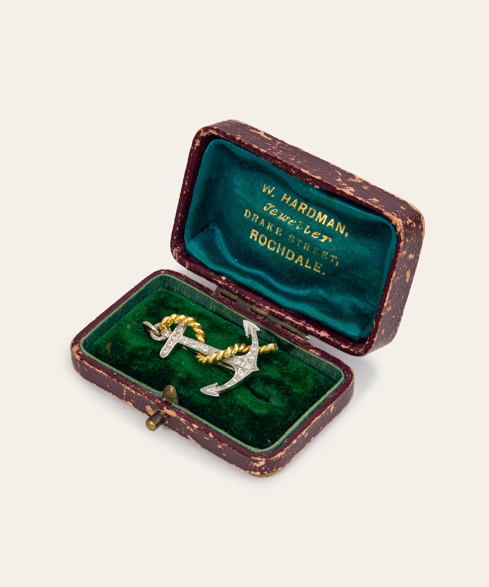 Vintage Diamond and 18ct Gold Anchor Brooch/Pendant