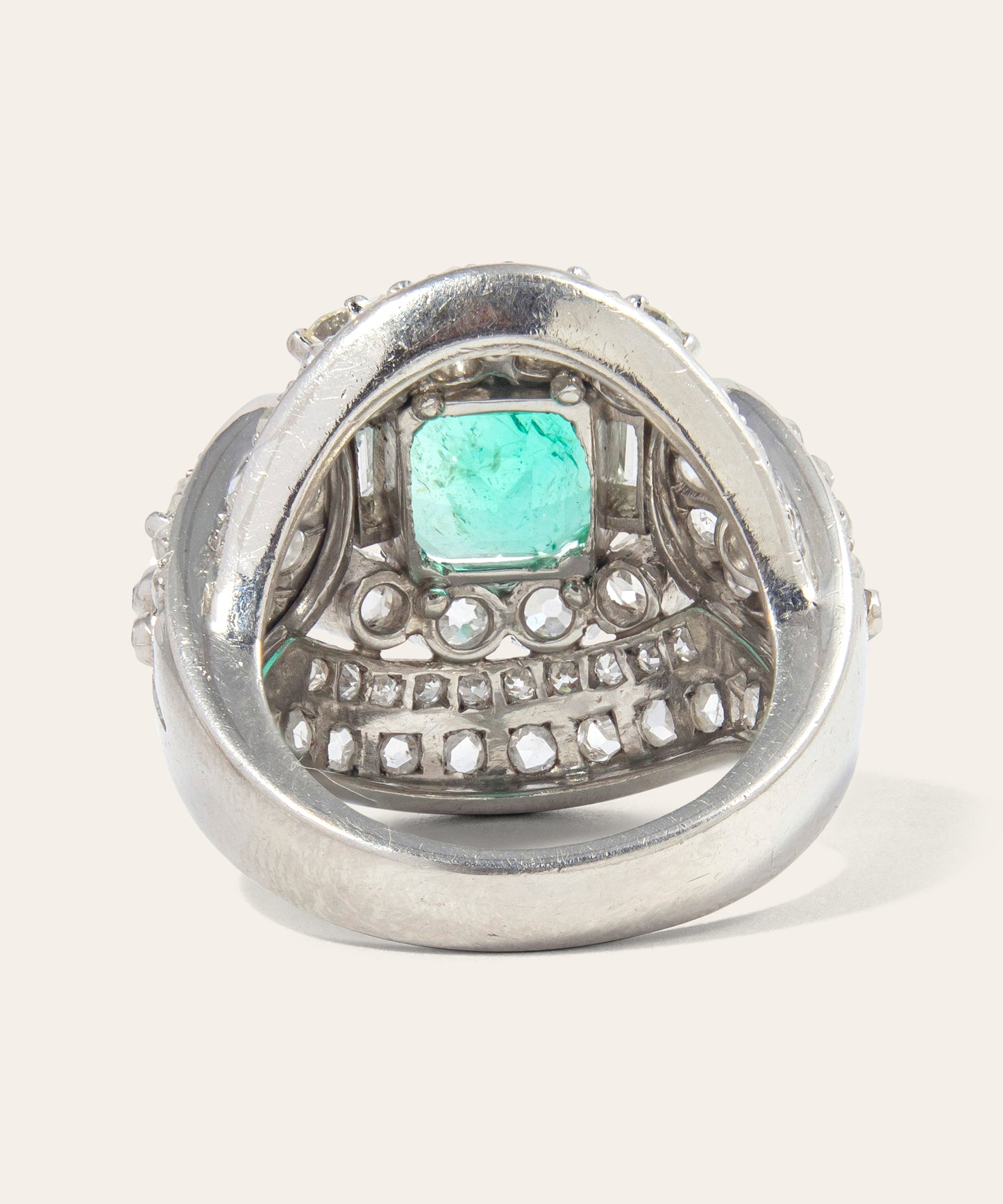 Vintage Emerald and Diamond Cocktail Ring