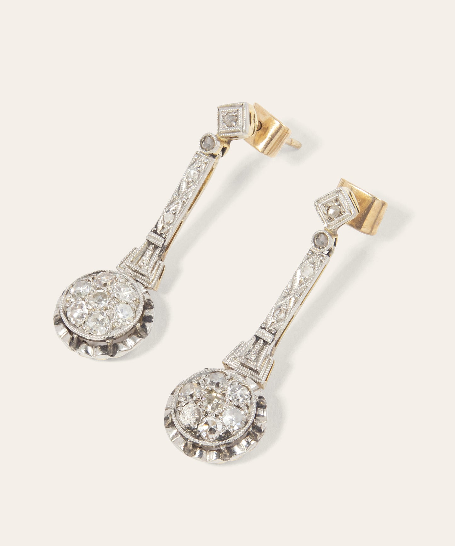 Antique Platinum and Diamond Earrings