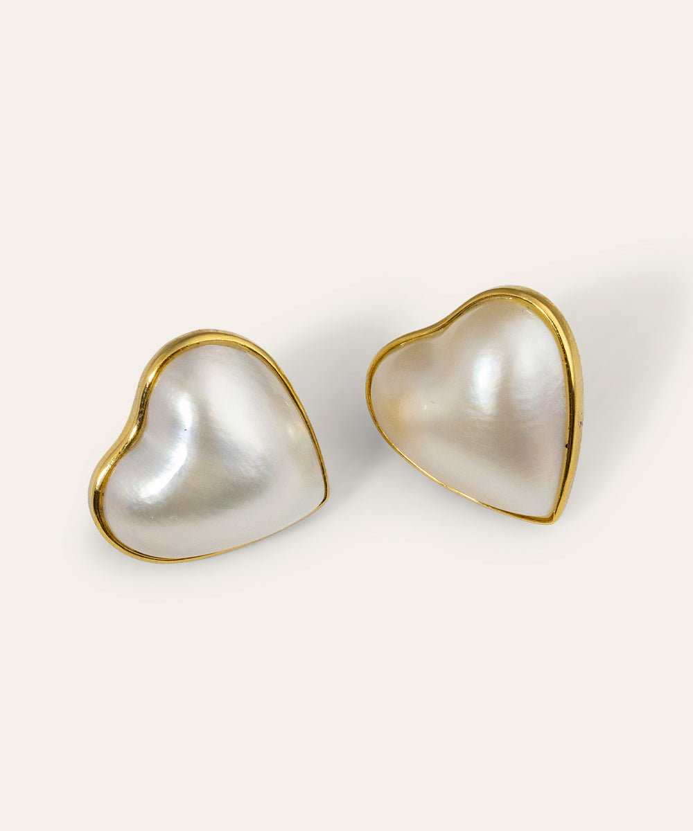 18ct Yellow Gold and Mabé Pearl Stud Earrings