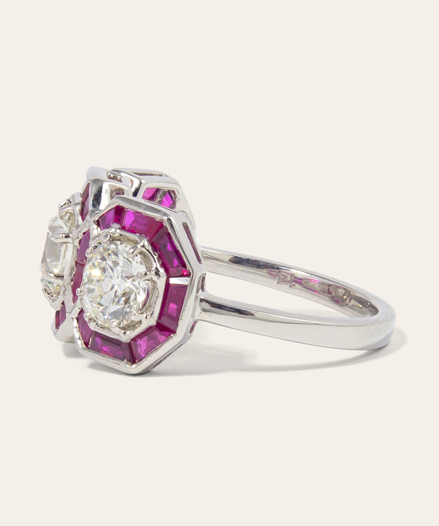 Platinum, Diamond, & Synthetic Ruby Ring