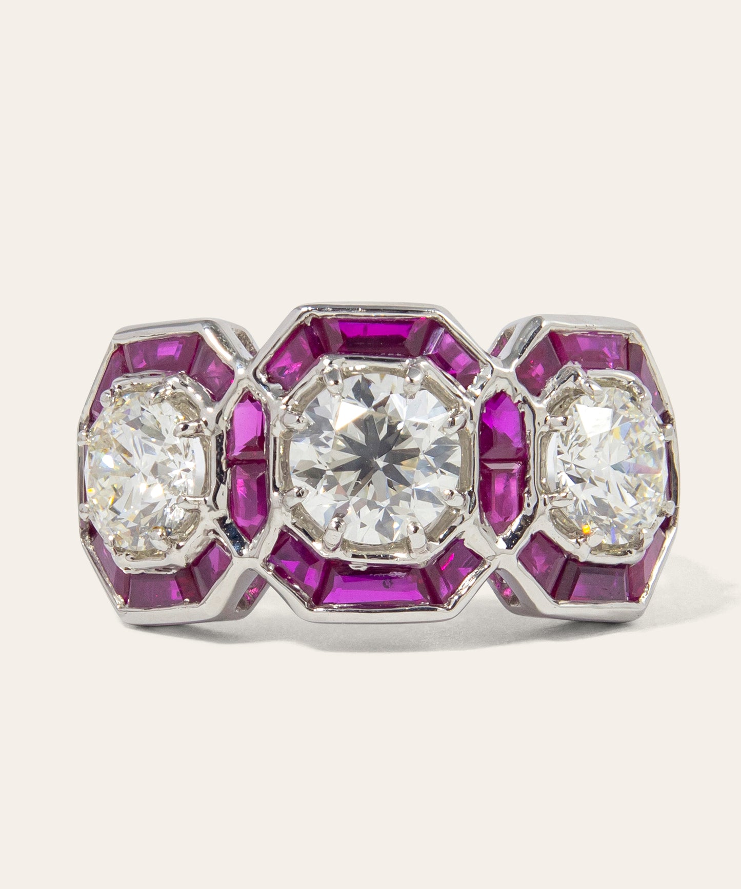 Platinum, Diamond, & Synthetic Ruby Ring