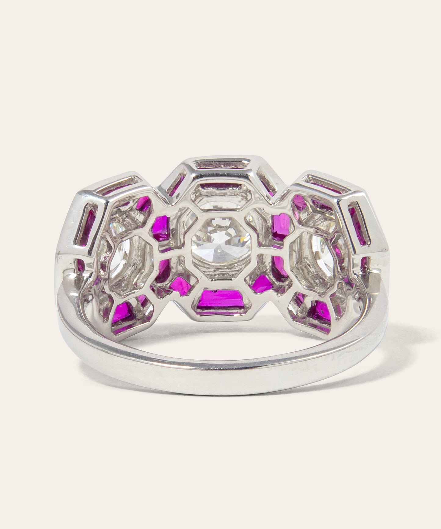 Platinum, Diamond, & Synthetic Ruby Ring