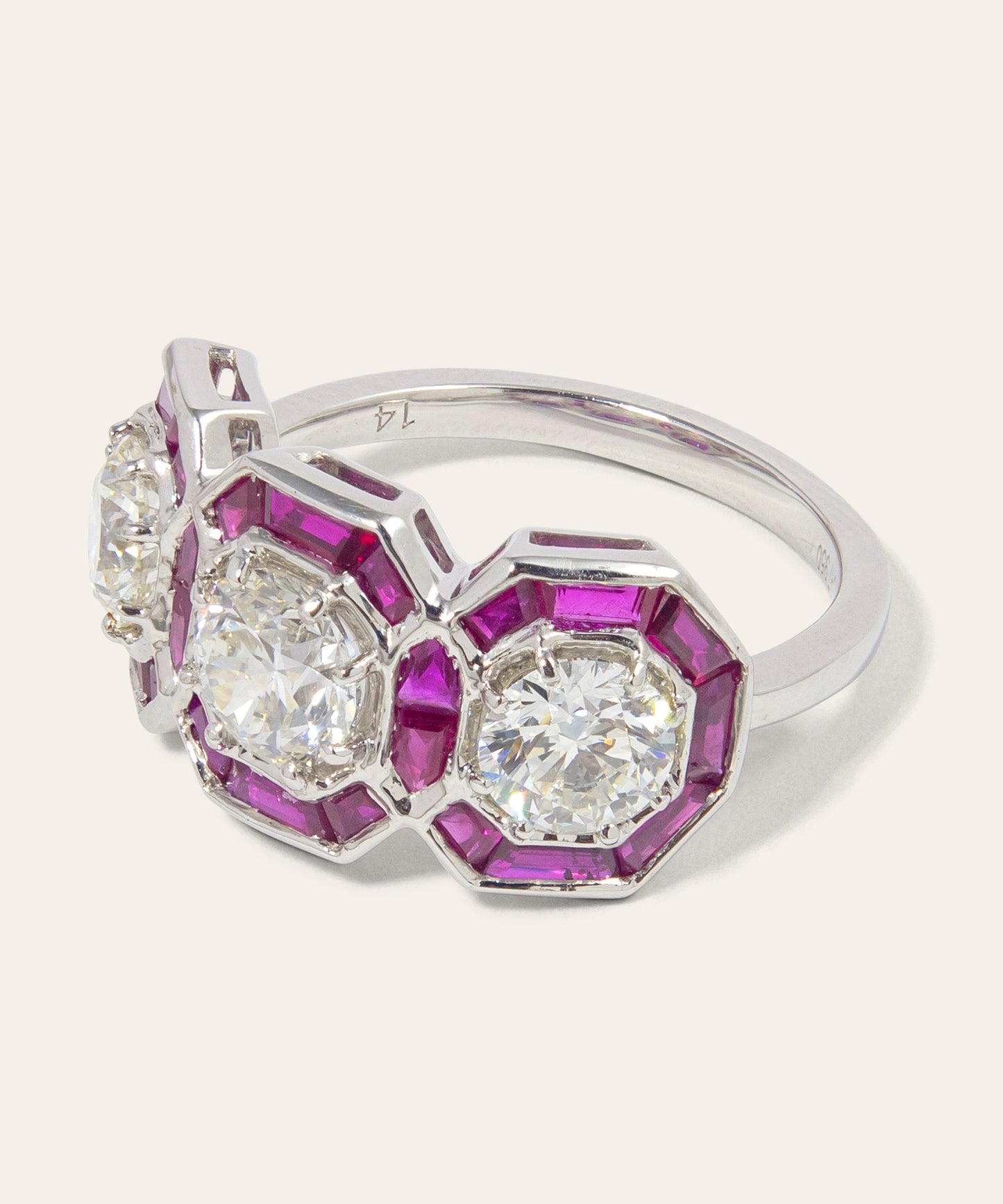 Platinum, Diamond, & Synthetic Ruby Ring