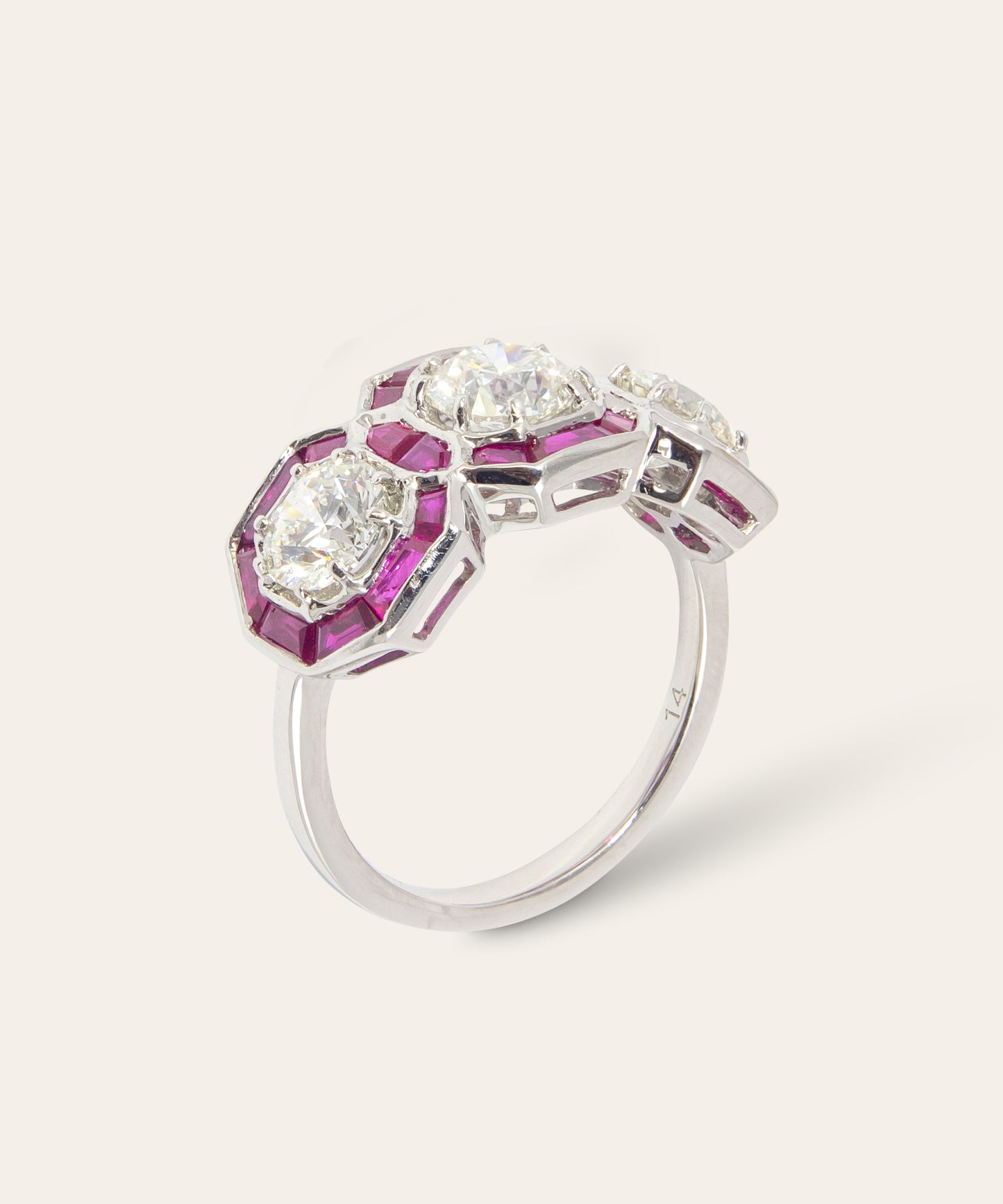 Platinum, Diamond, & Synthetic Ruby Ring