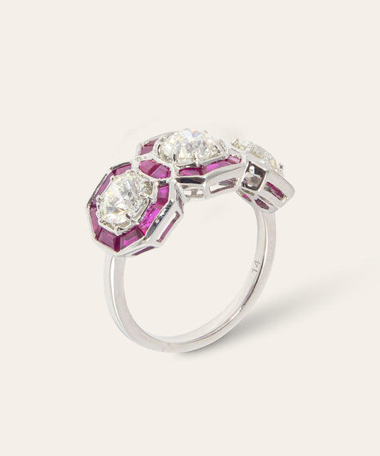 Platinum, Diamond, & Synthetic Ruby Ring