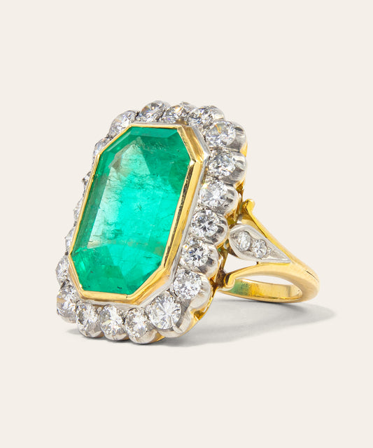 Vintage Colombian Emerald and Diamond Ring