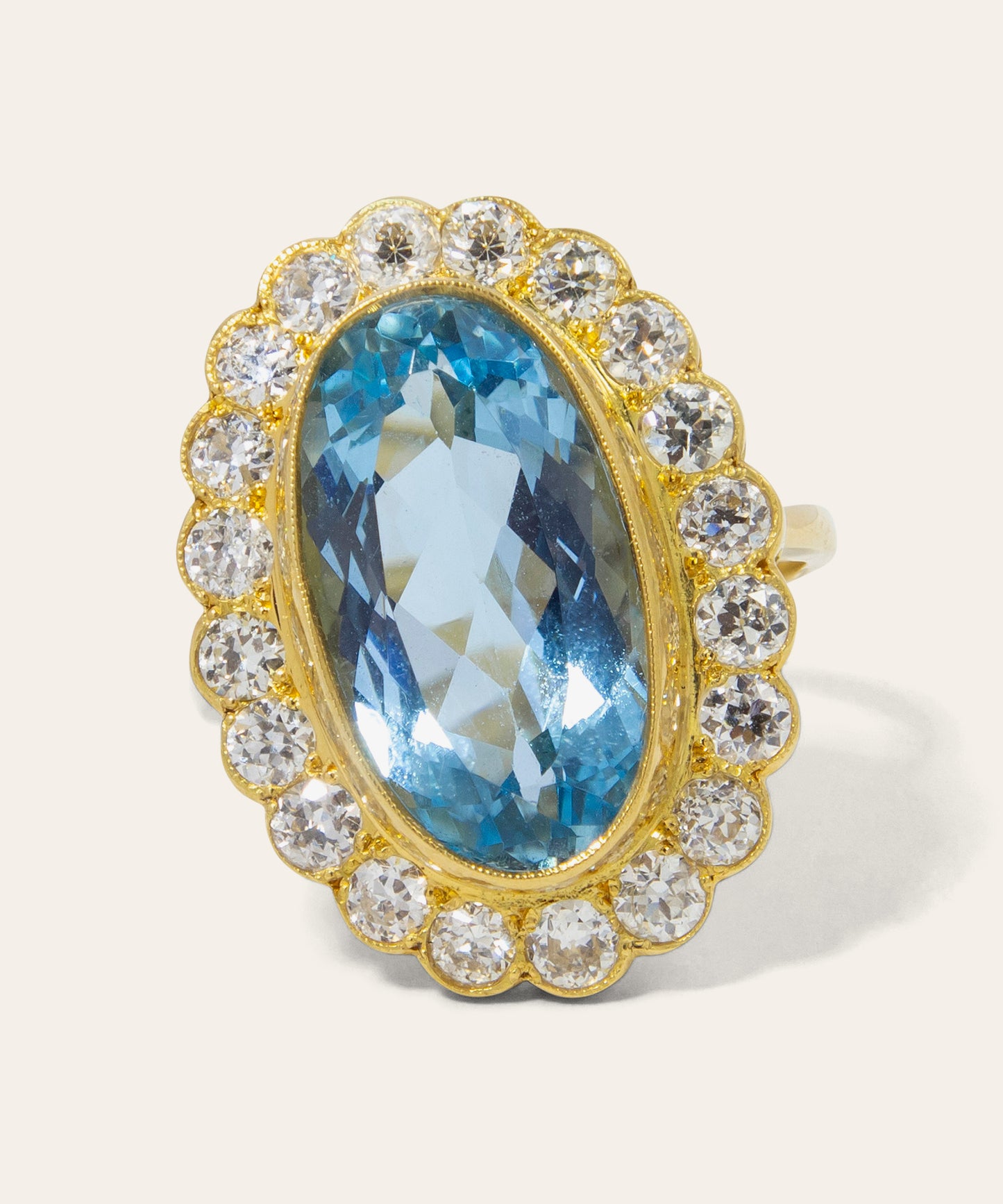 Vintage Aquamarine and Diamond Ring