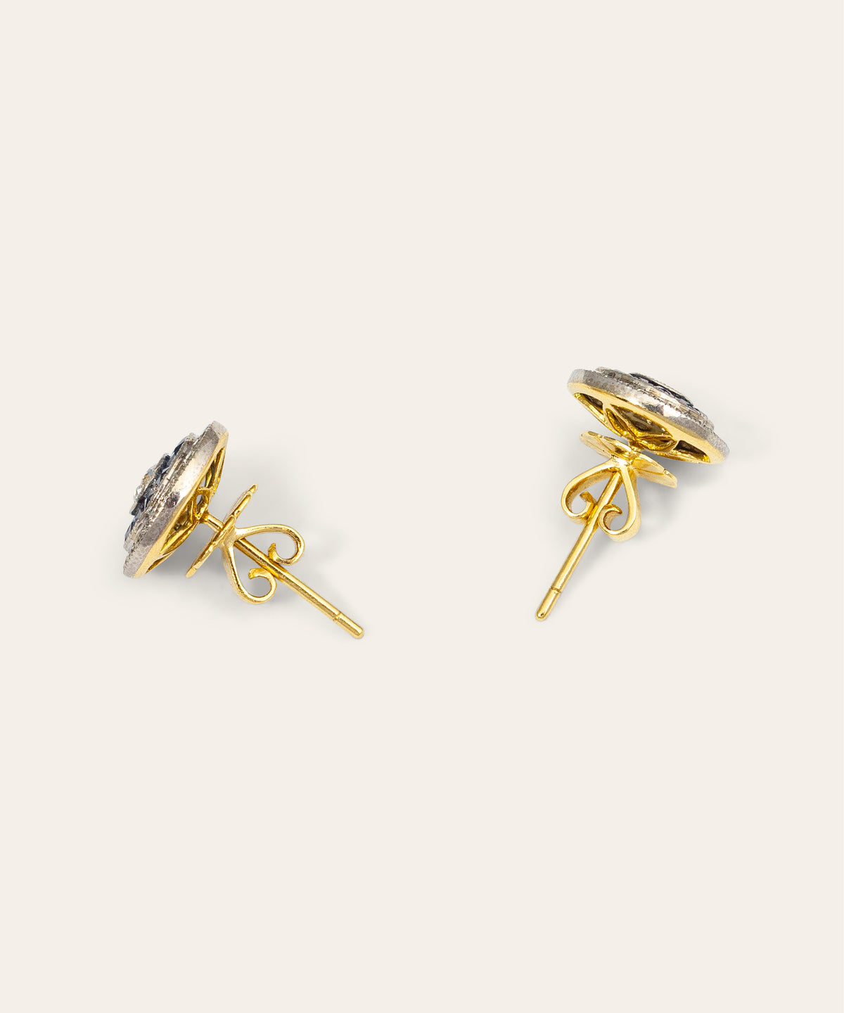 Art Deco Diamond, Sapphire, Platinum, and Gold Earrings