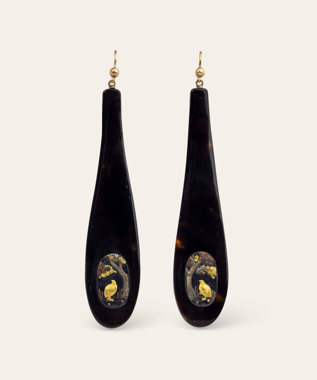 Victorian Tortoiseshell and Shakudo Earrings