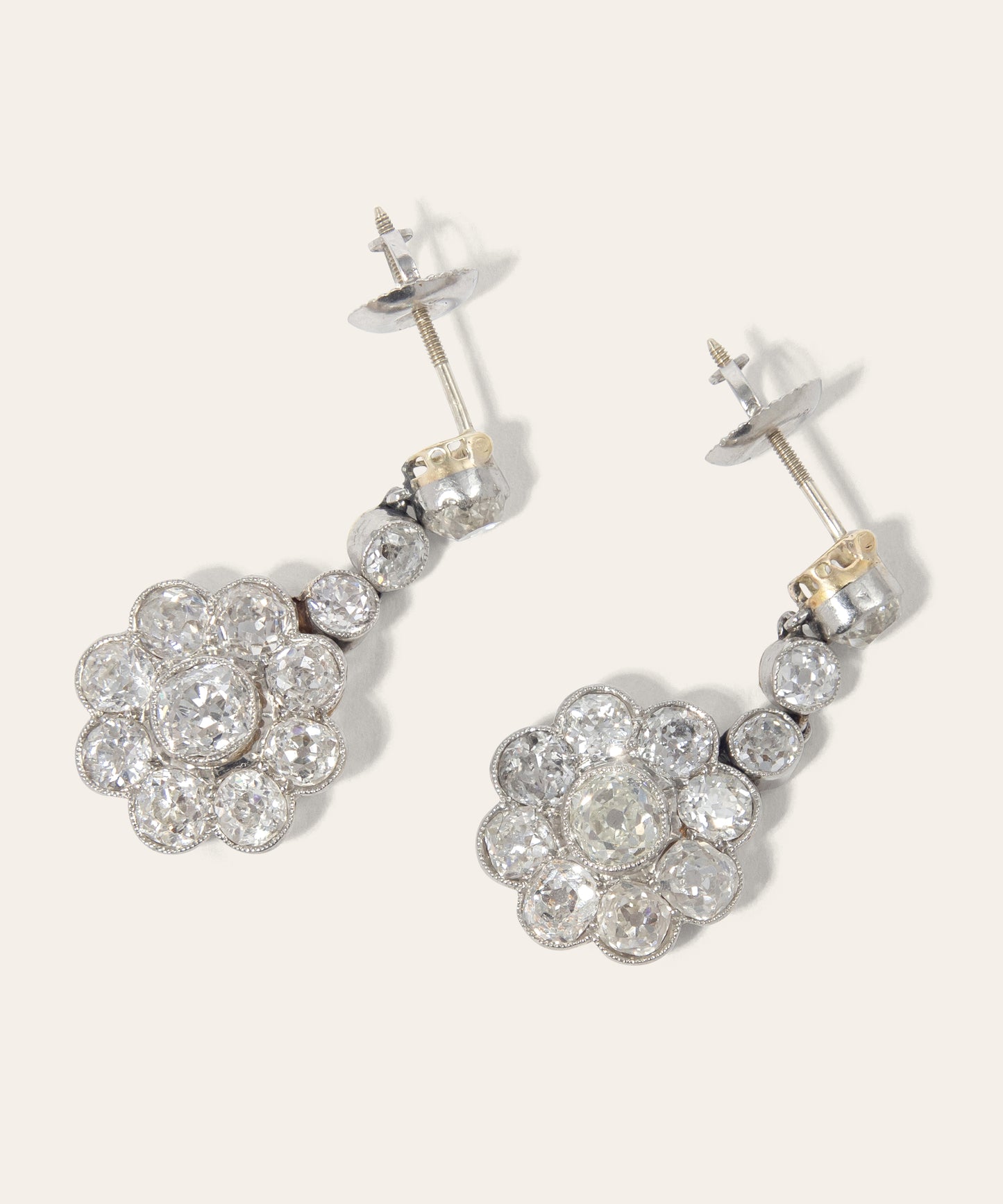 Antique Diamond Daisy Ear Pendants