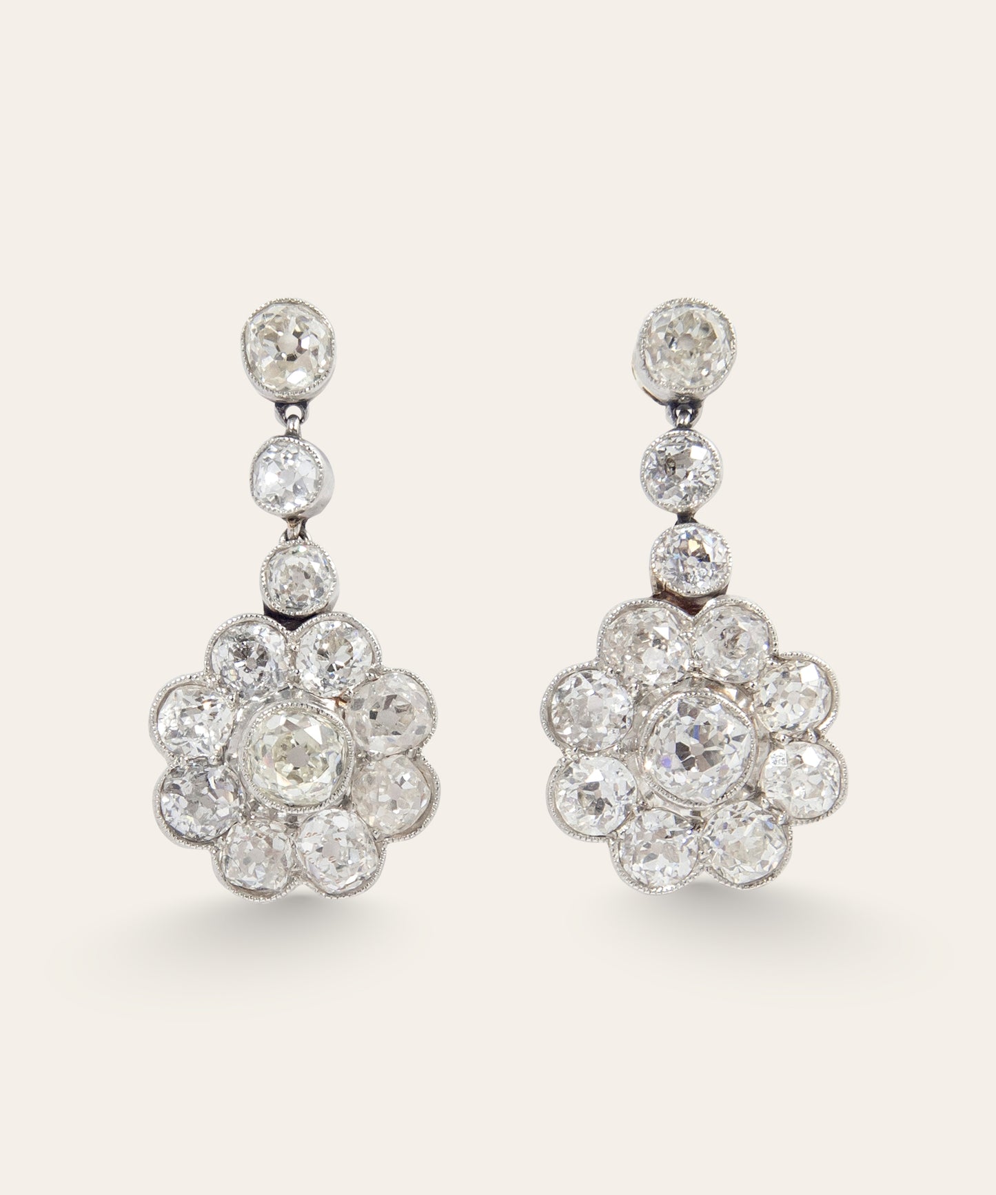 Antique Diamond Daisy Ear Pendants