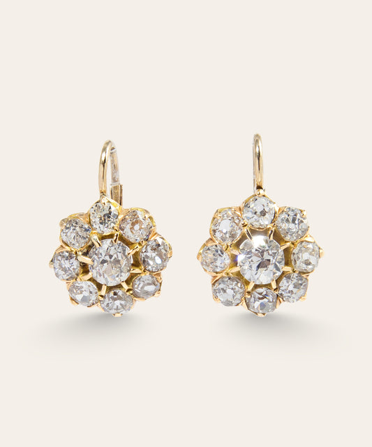 Antique Diamond Daisy Earrings