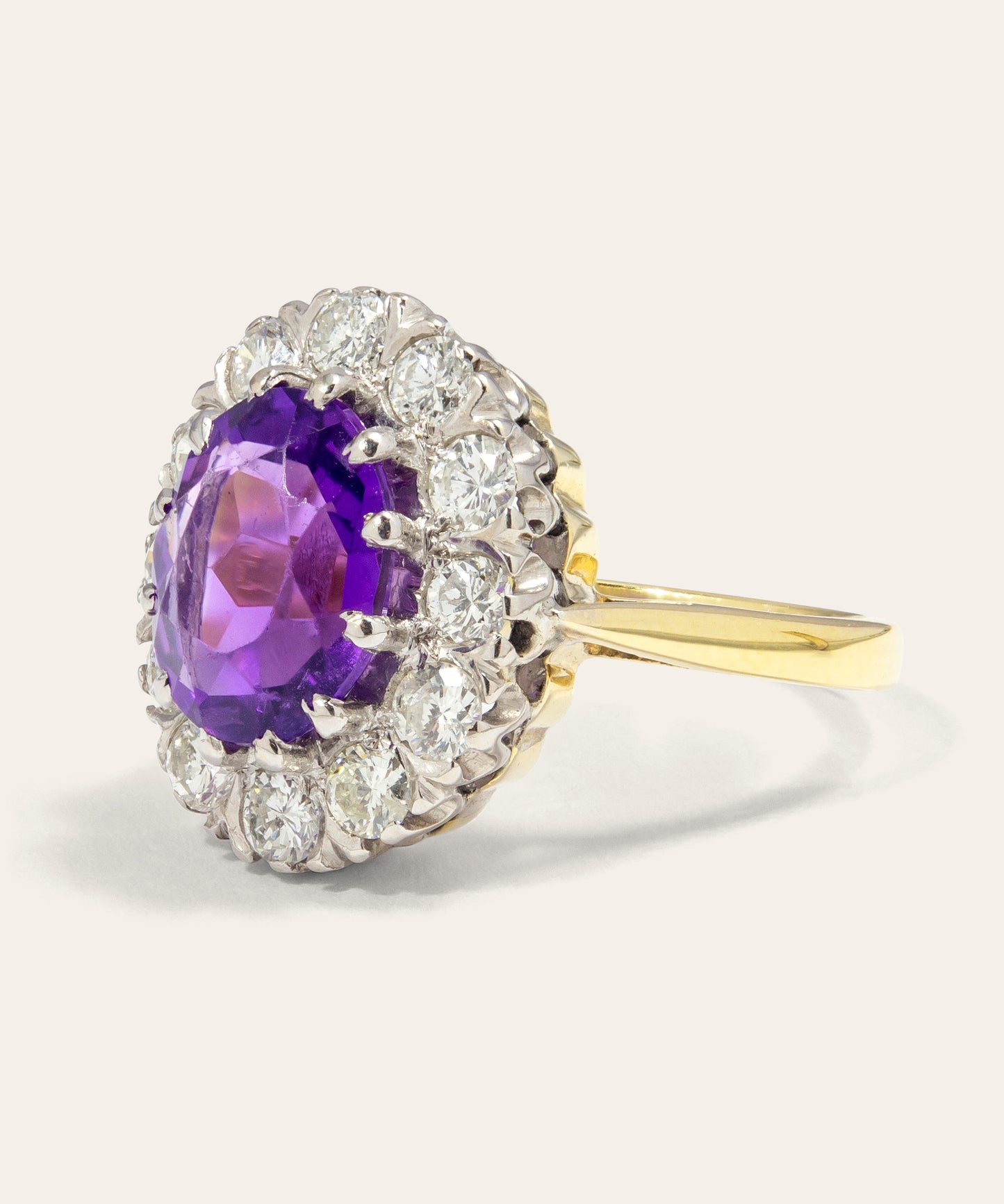 Vintage Amethyst and Diamond Cluster Ring
