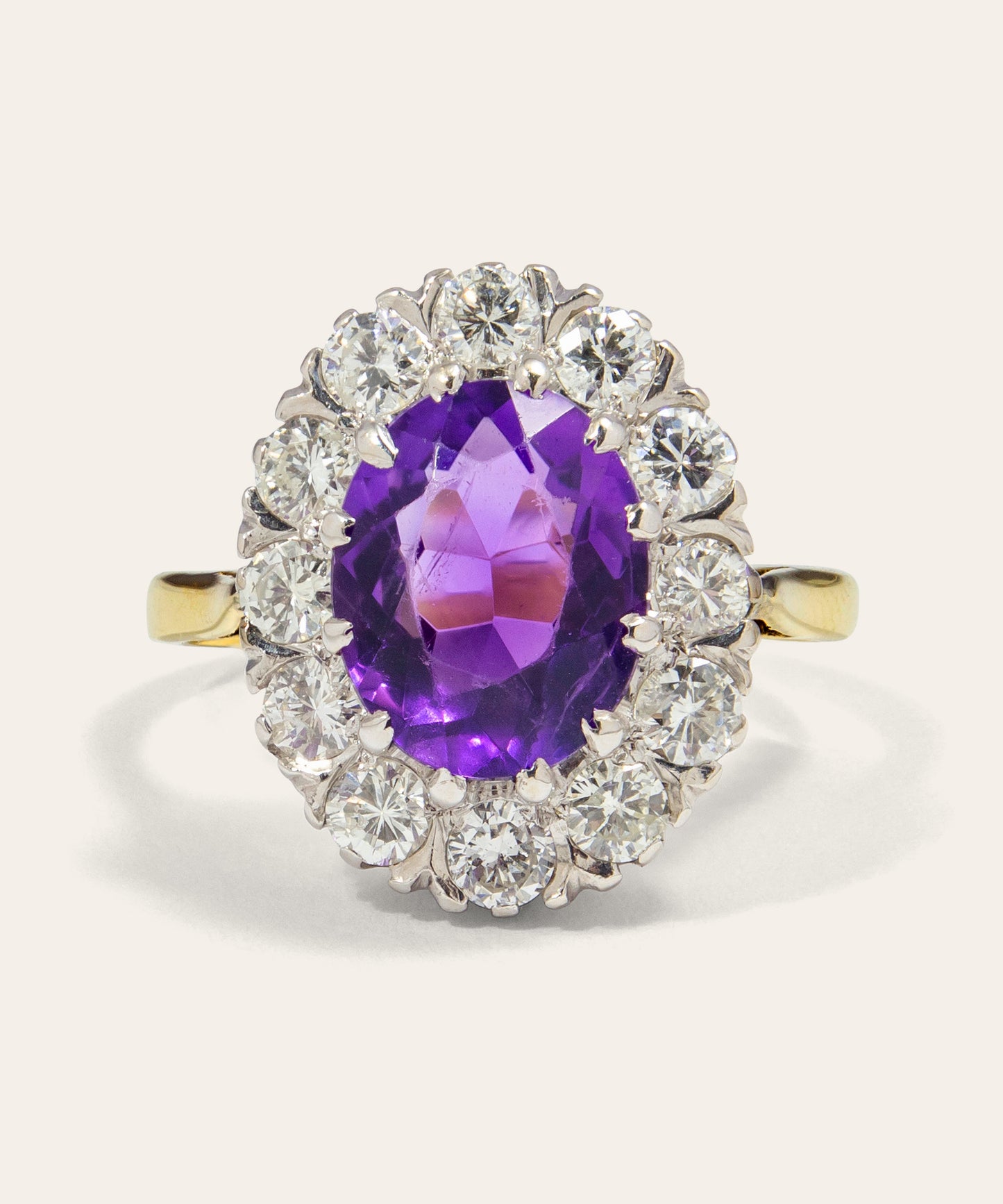 Vintage Amethyst and Diamond Cluster Ring
