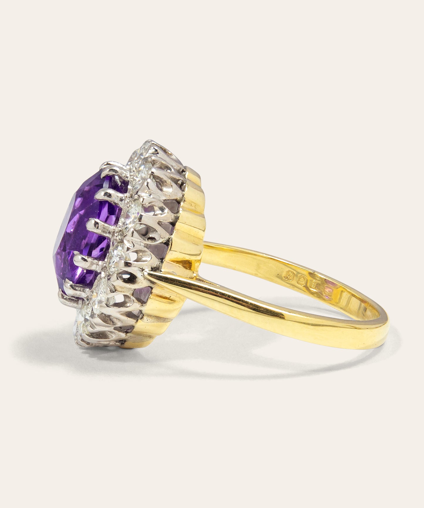 Vintage Amethyst and Diamond Cluster Ring