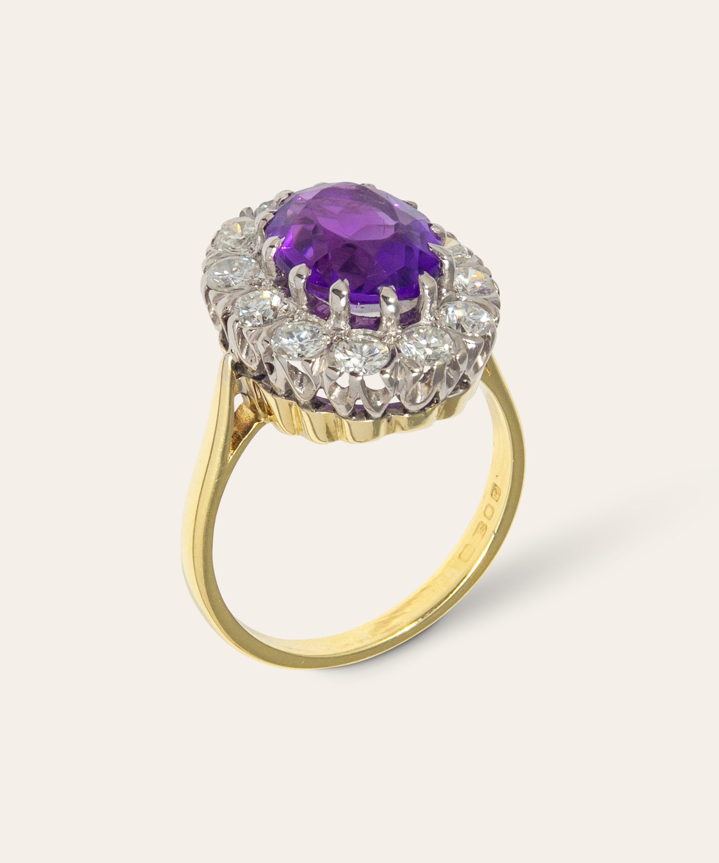 Vintage Amethyst and Diamond Cluster Ring