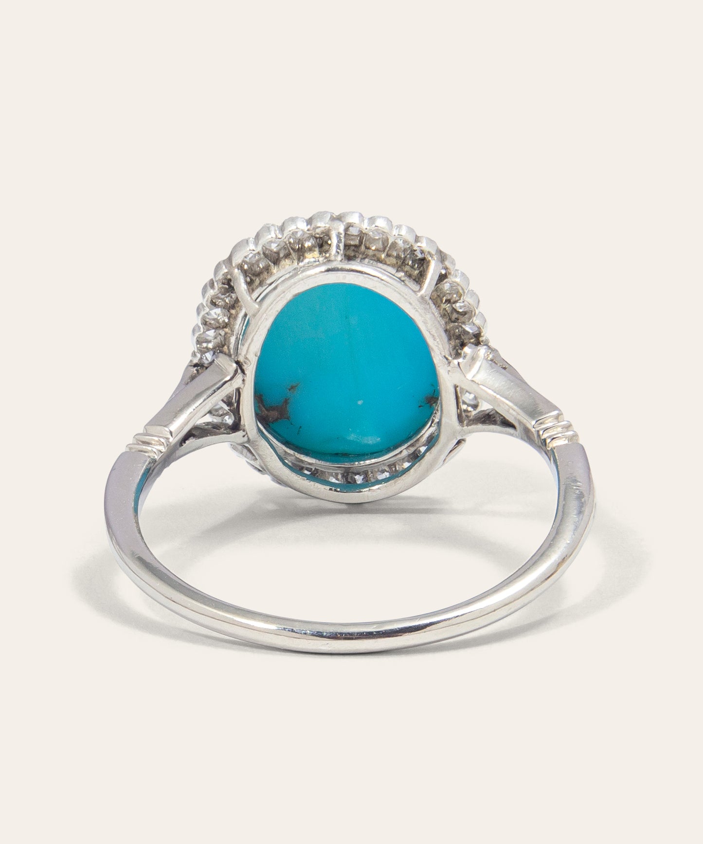 Antique Platinum Turquoise & Diamond Cluster Ring