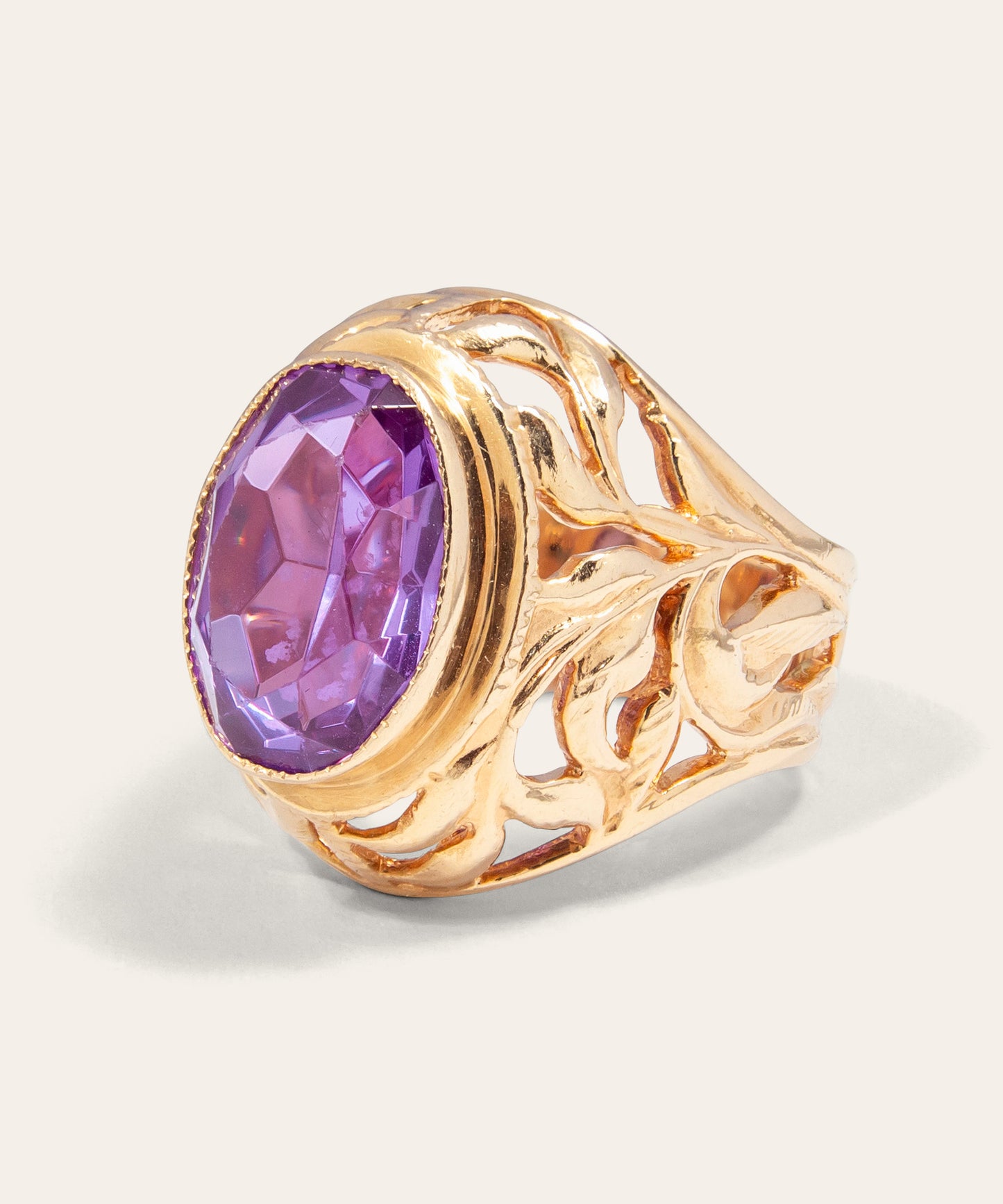 Vintage Rose Gold and Synthetic Sapphire Ring