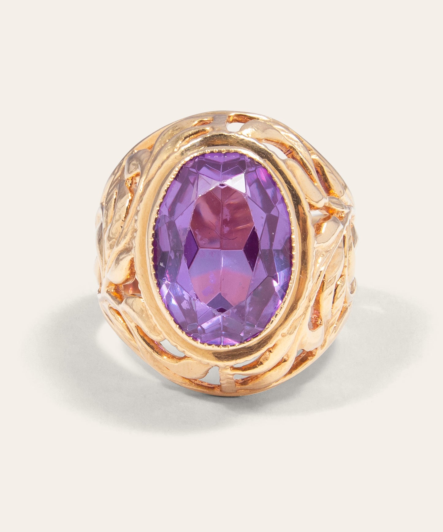 Vintage Rose Gold and Synthetic Sapphire Ring
