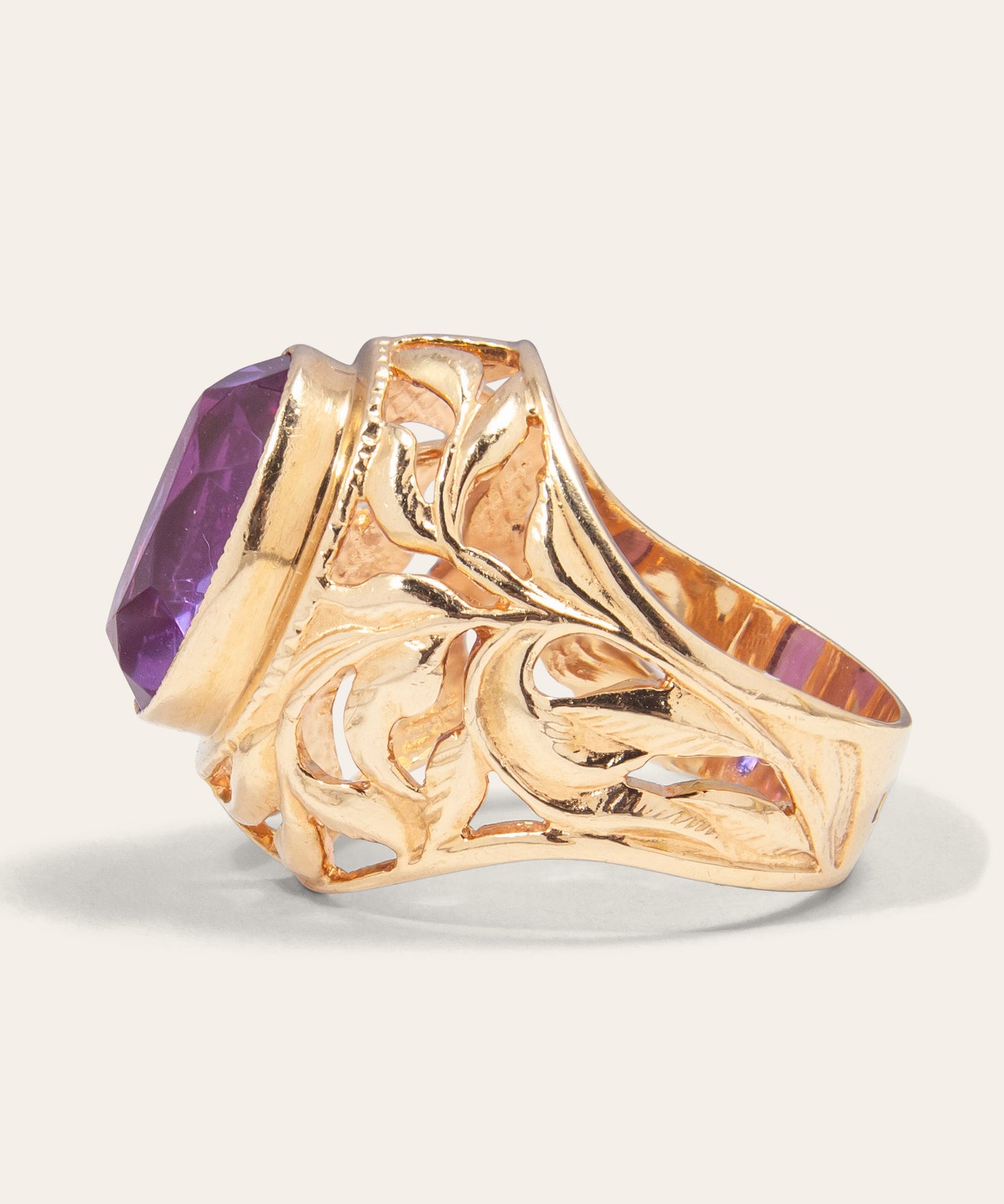Vintage Rose Gold and Synthetic Sapphire Ring