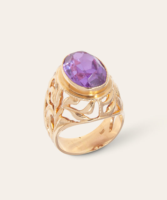 Vintage Rose Gold and Synthetic Sapphire Ring
