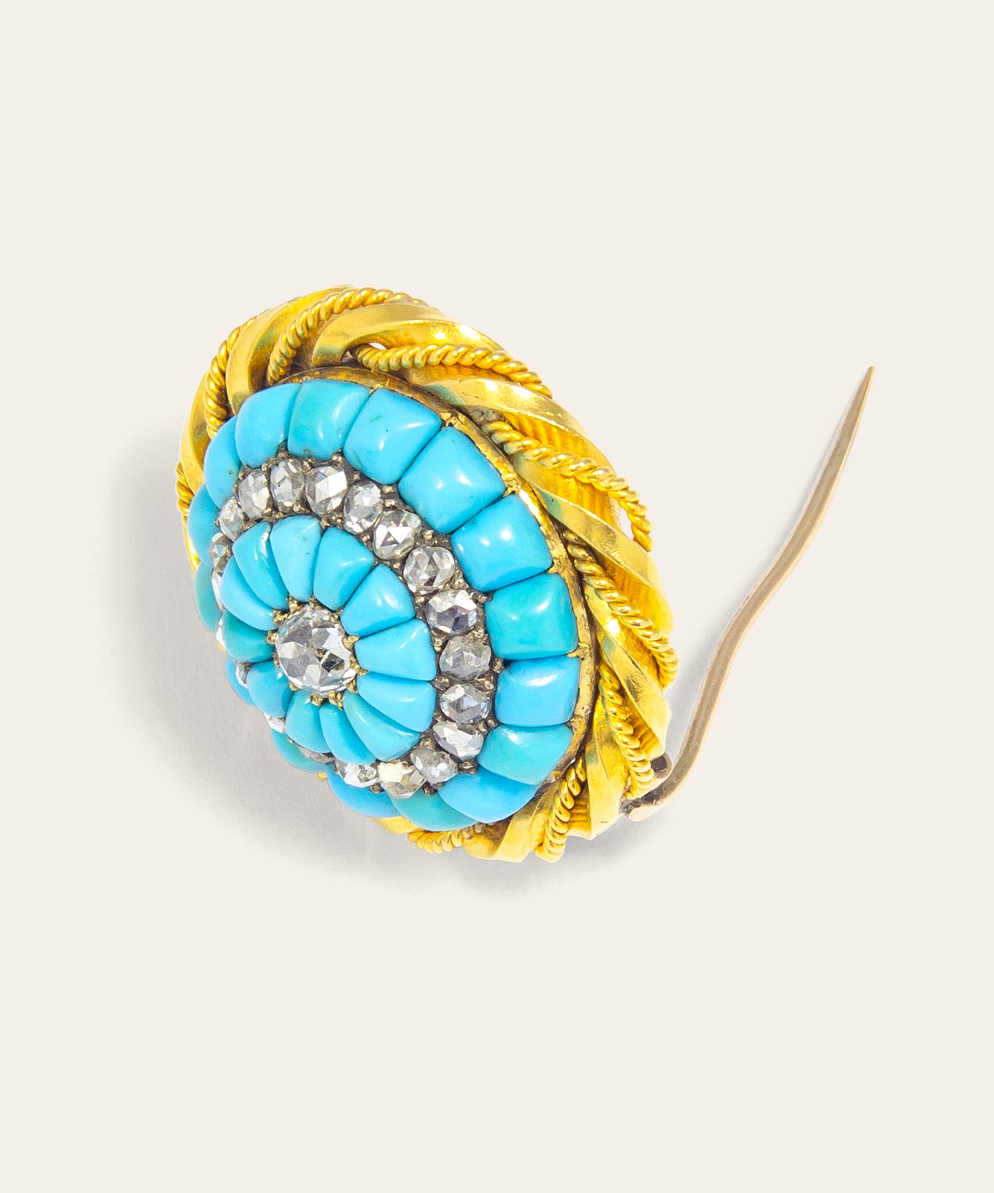 Victorian Turquoise, Diamond, and Gold Brooch