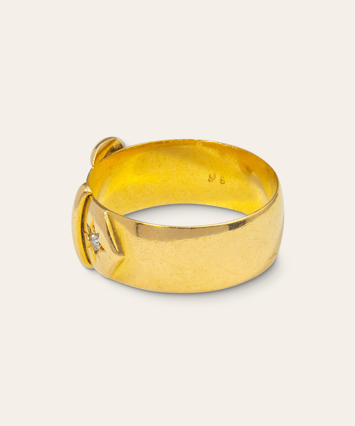 Antique 18ct Yellow Gold, Diamond, Ruby Buckle Ring