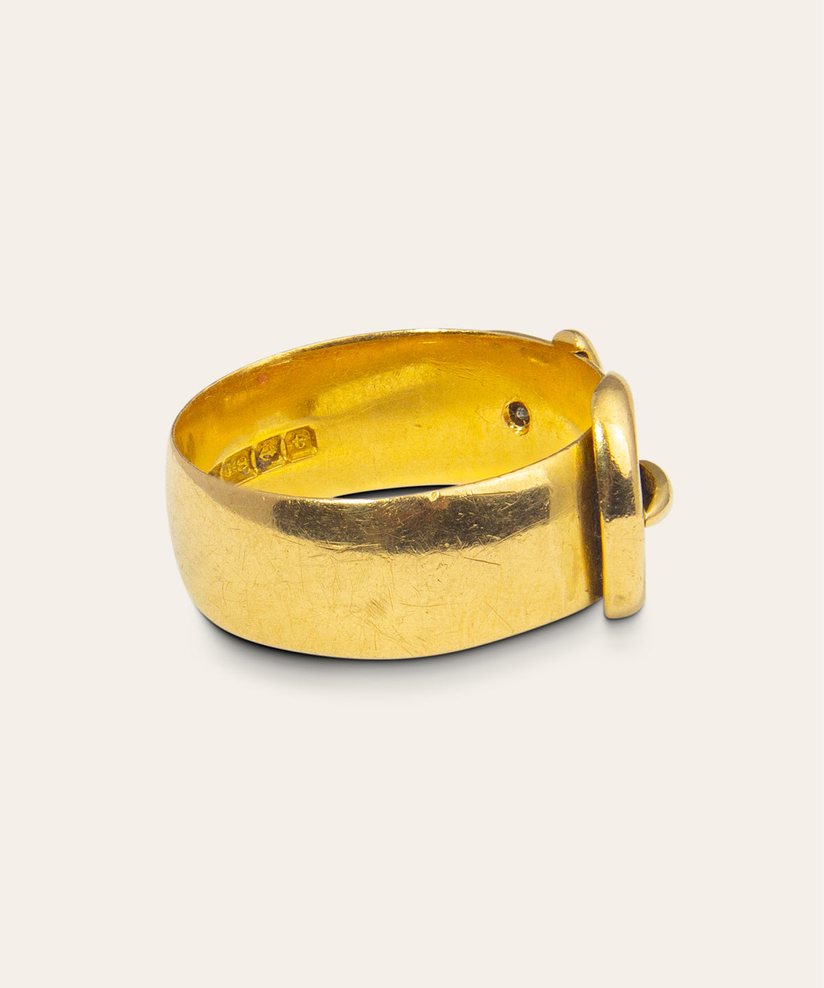 Antique 18ct Yellow Gold, Diamond, Ruby Buckle Ring