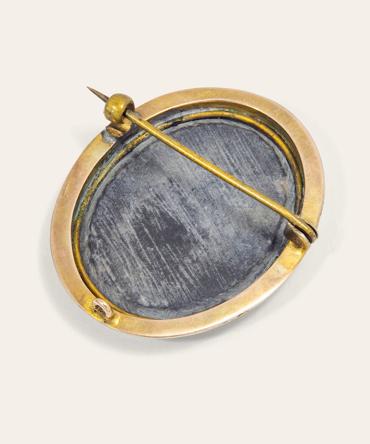 Antique Pietra Dura and Gold Brooch