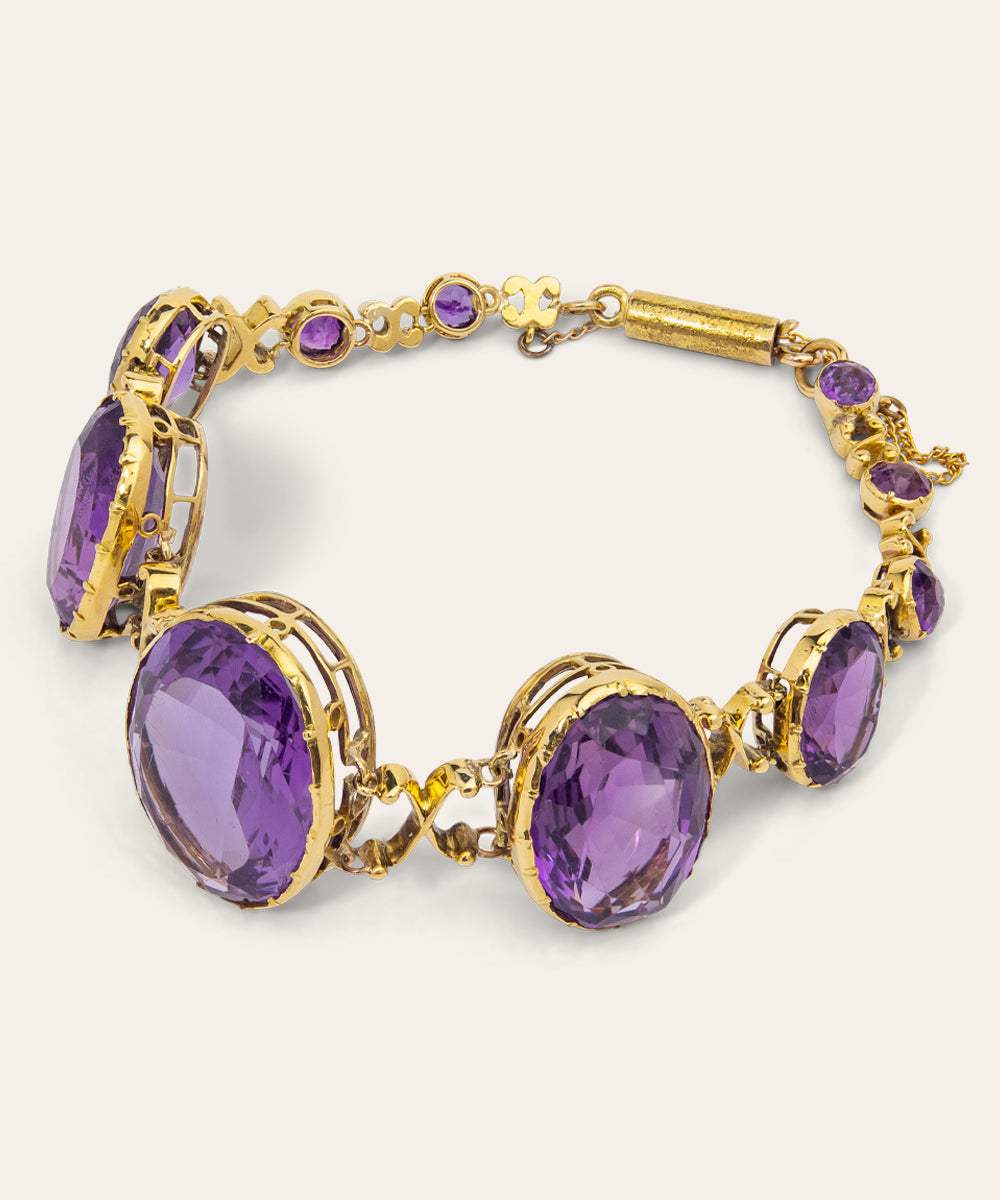 Antique Yellow Gold & Amethyst Bracelet