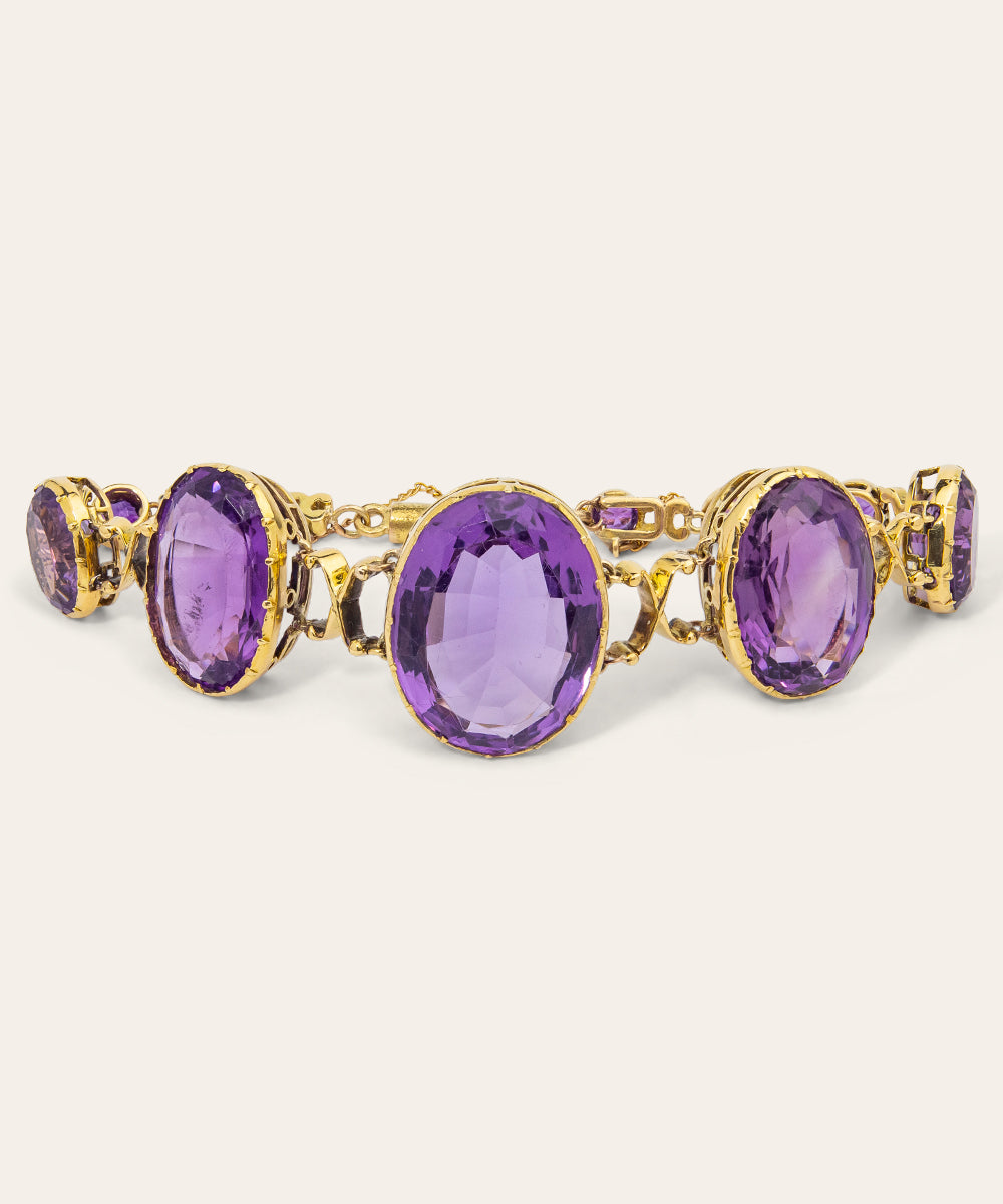 Antique Yellow Gold & Amethyst Bracelet